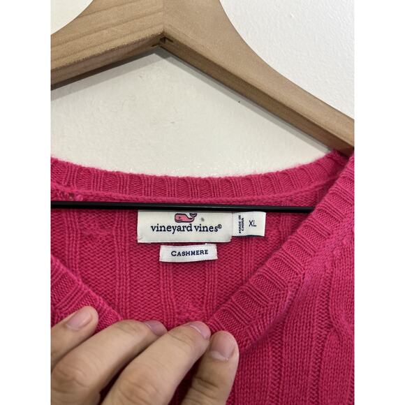 Vineyard Vines Cashmere Sweater XL Pink Cable Knit Fisherman Cotton Preppy - Picture 5 of 14